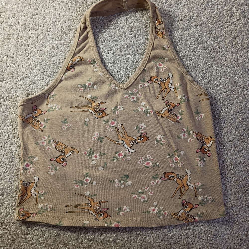 Disney Bambi XS V Neck Halter Crop Top